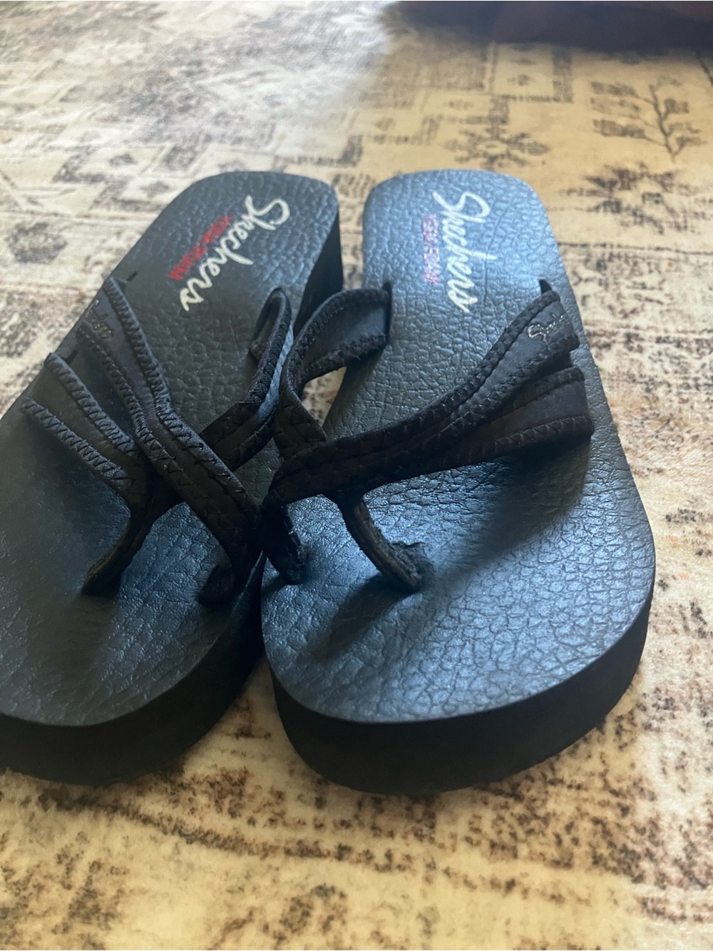 Skechers Women’s Black Platform Thong Sandals y2k - Picture 3 of 5